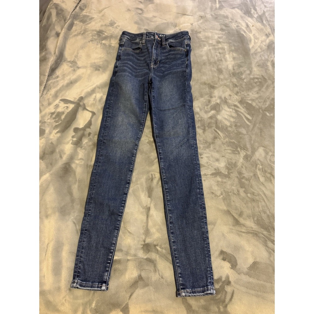 American Eagle Women's Super Hi-Rise Jegging Jeans Blue Medium Wash Size 2 Long